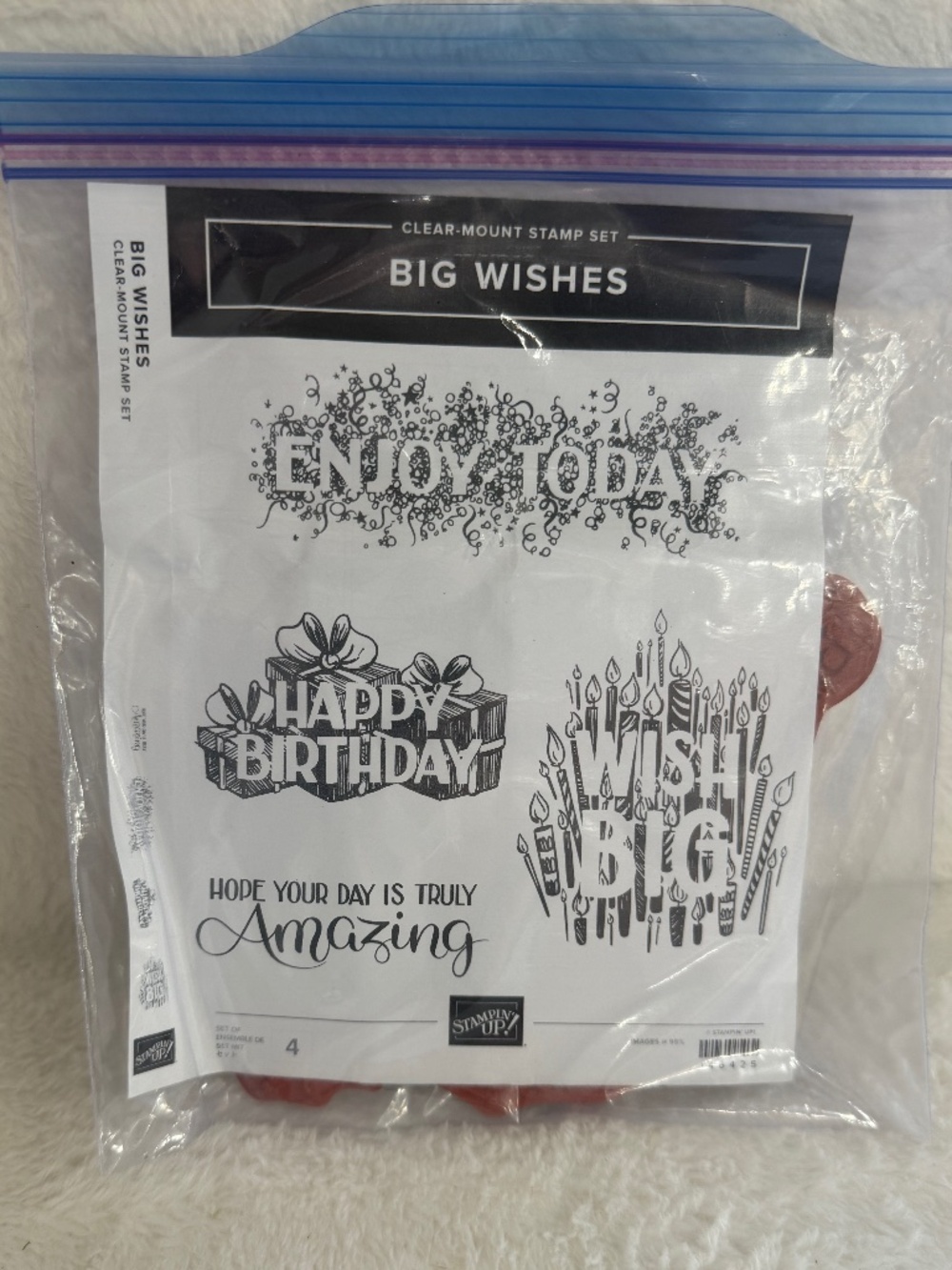 Stampin Up Clear Mount Stamp Set Big Wishes Lot of 4 Card Making